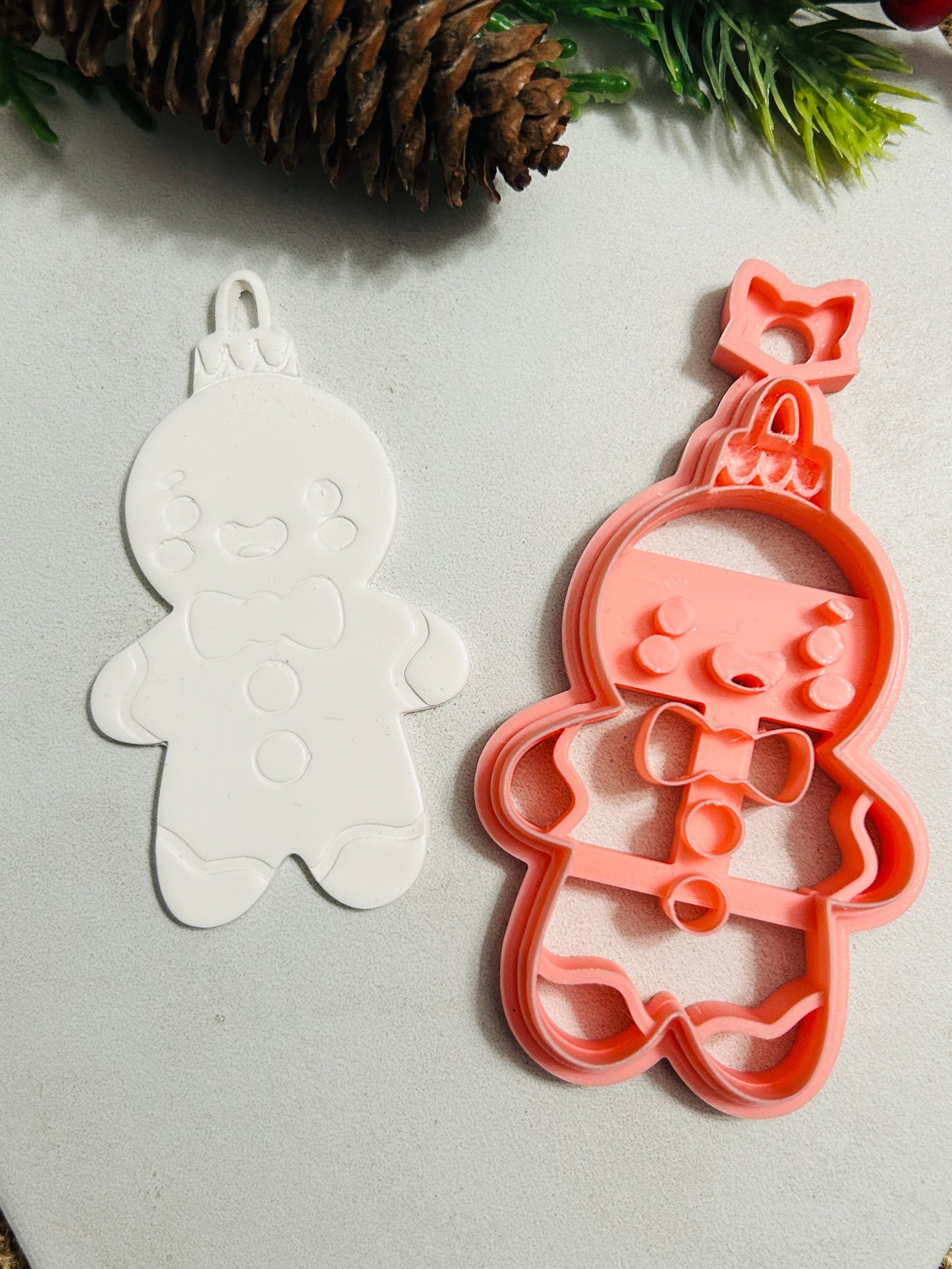 Sweet Gingerbread Man Imprint Ornament Polymer Clay Cutter TPAB
