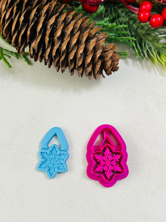 Christmas Snowflake Imprint Dangle Style 2 Polymer Clay Cutter 3 Sizes