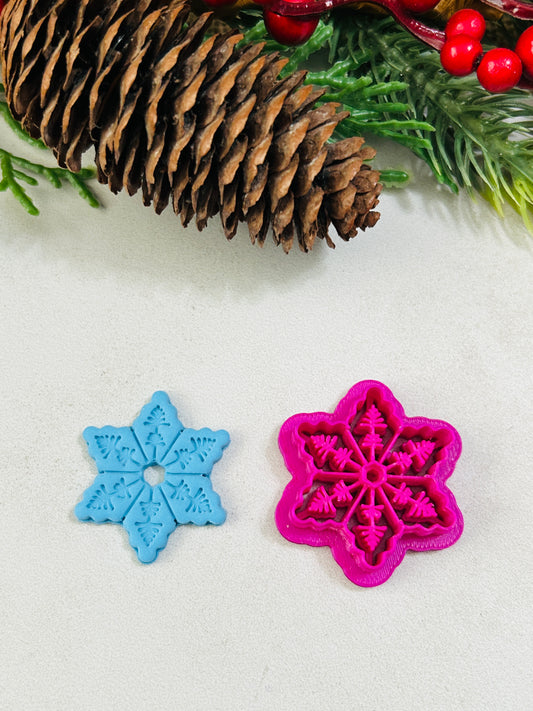 Christmas Snowflake Open Center Imprint Polymer Clay Cutter 4 Sizes