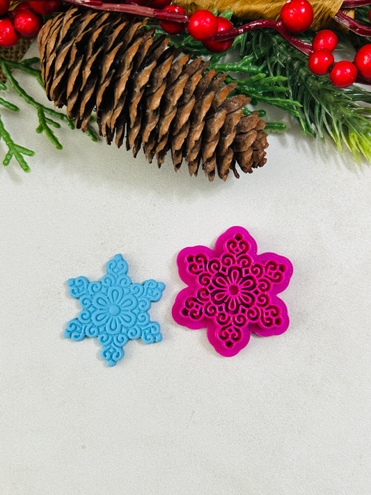 Loopy Christmas Snowflake Imprint Polymer Clay Cutter 4 Sizes