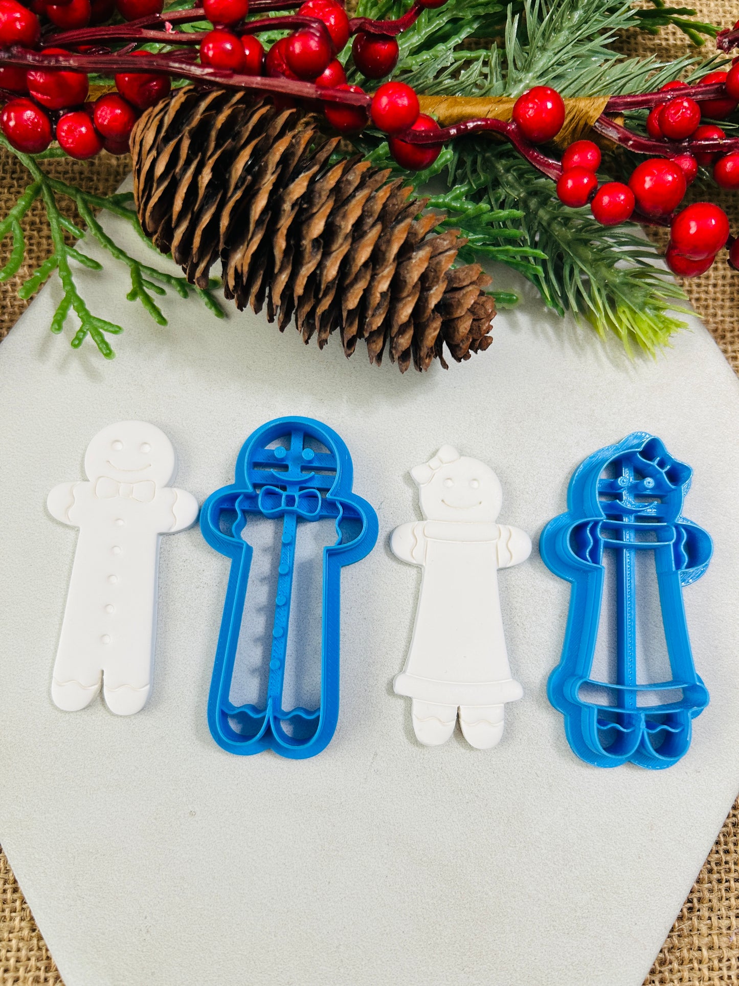 Christmas Hair Barrette Imprint Polymer Clay Cutter 7 Styles YOU CHOOSE