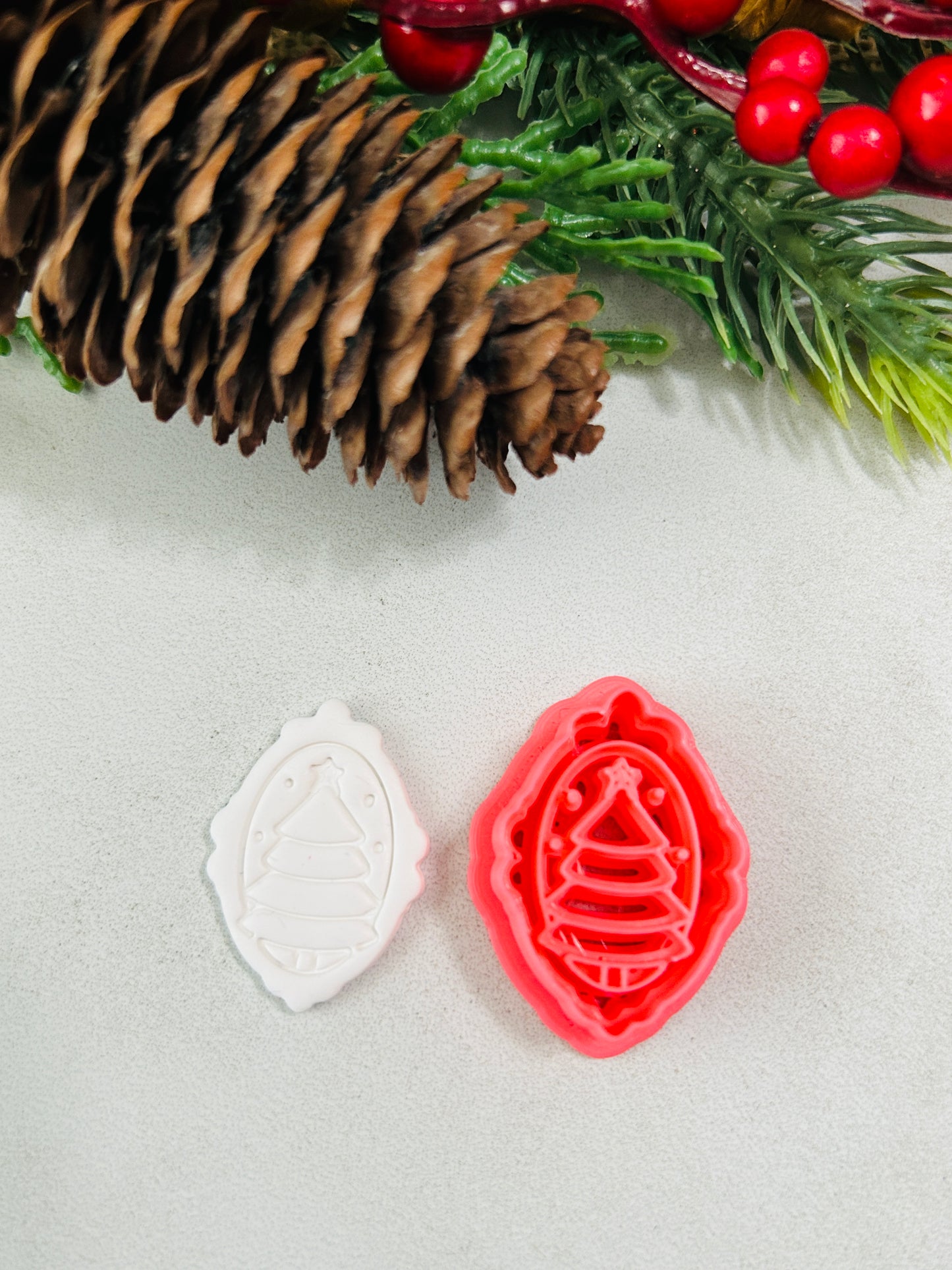 Framed Christmas Tree Imprint Polymer Clay Cutter