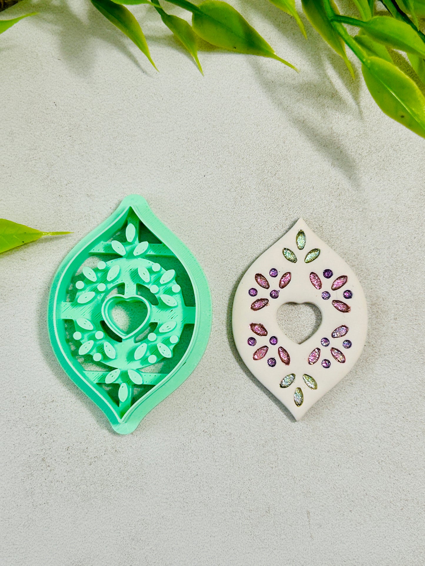Amore Pinched Heart Cut Out Drop Ceramic Style Imprint Polymer Clay Cutter Set 5 Sizes YOU CHOOSE
