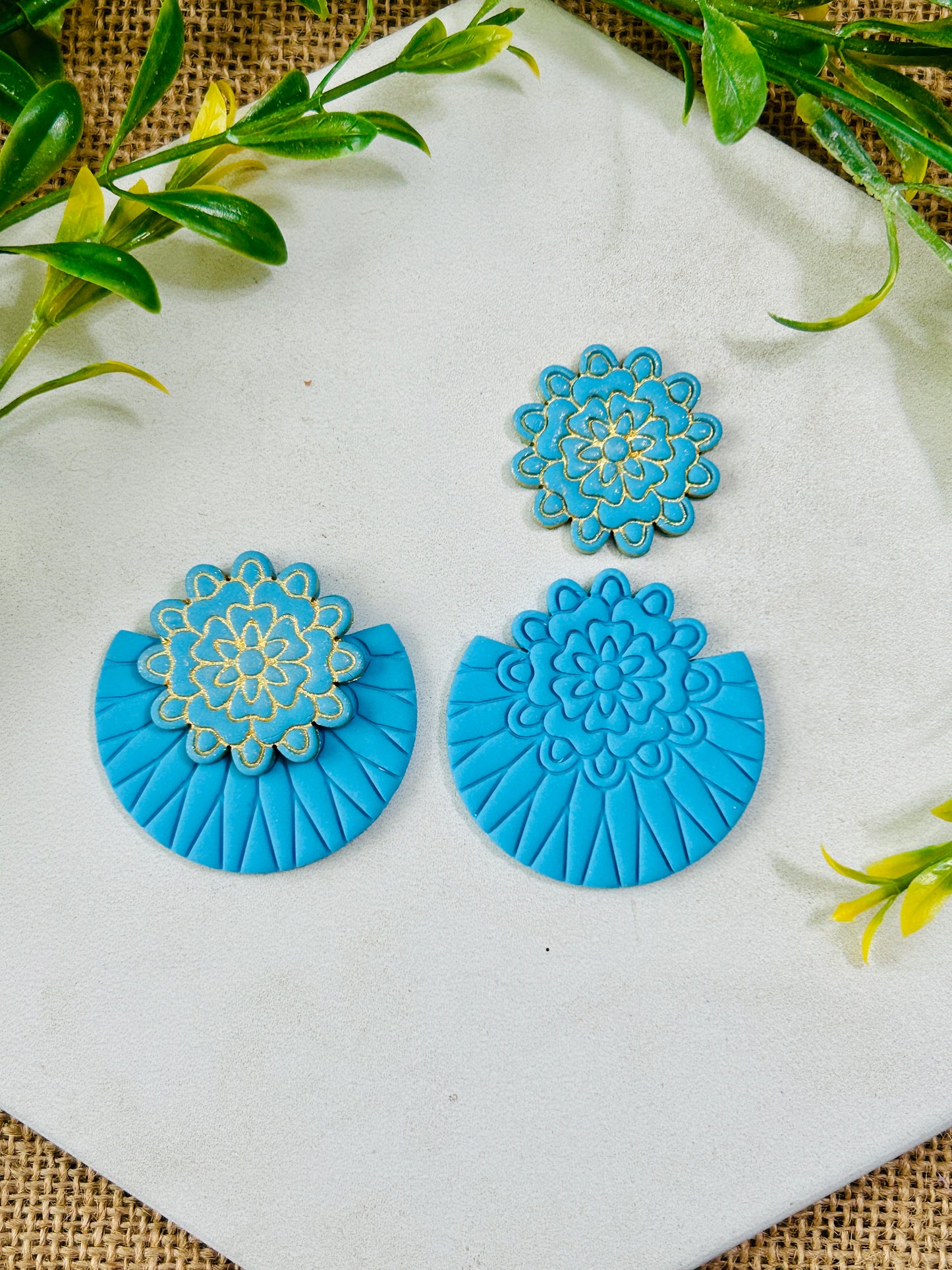 2pc Geometric Boho Floral Stack Style Set 10 Imprint Polymer Clay Cutter Set 5 Sizes YOU CHOOSE