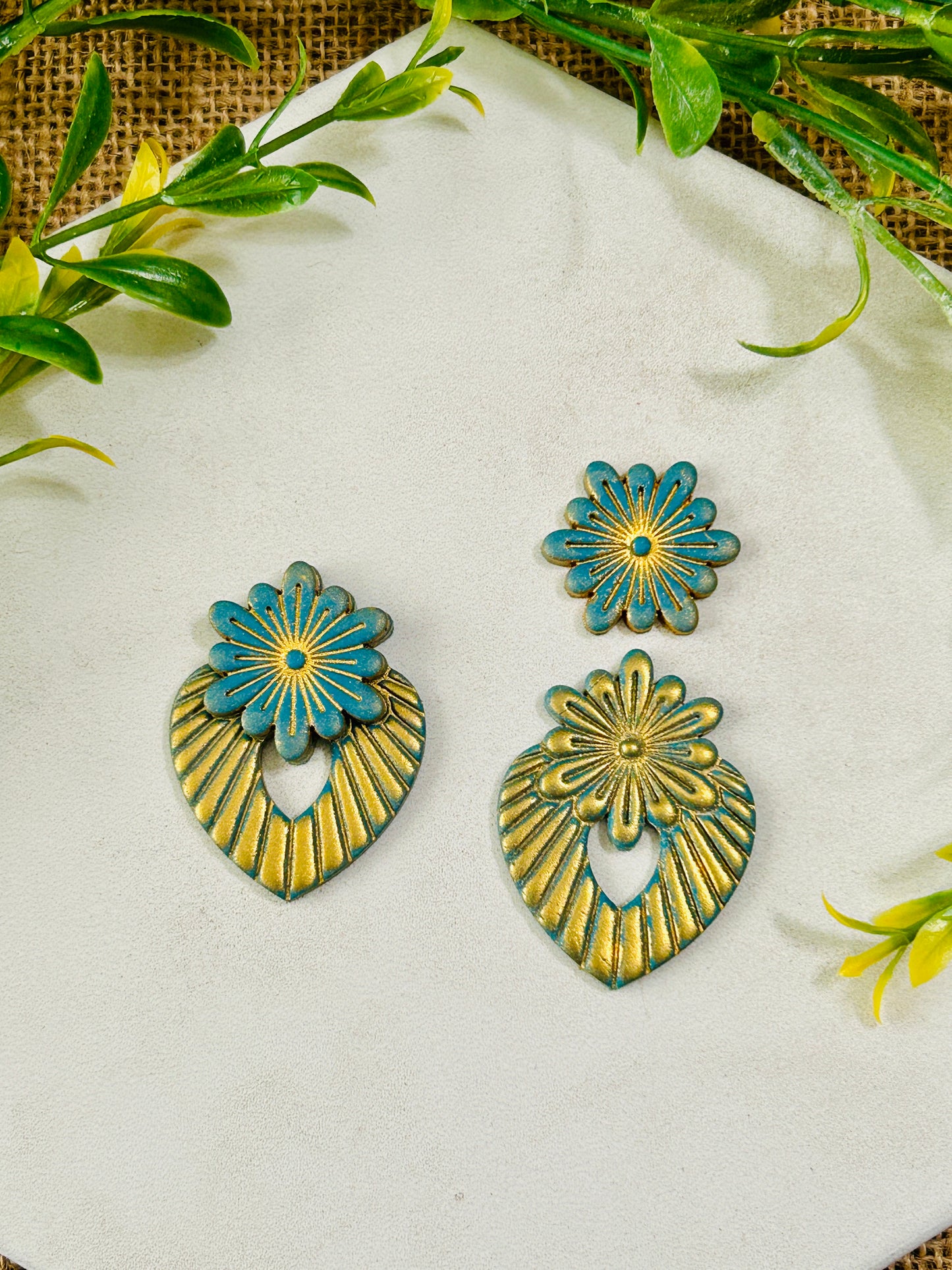 2pc Geometric Boho Floral Stack Style Set 6 Imprint Polymer Clay Cutter Set 5 Sizes YOU CHOOSE