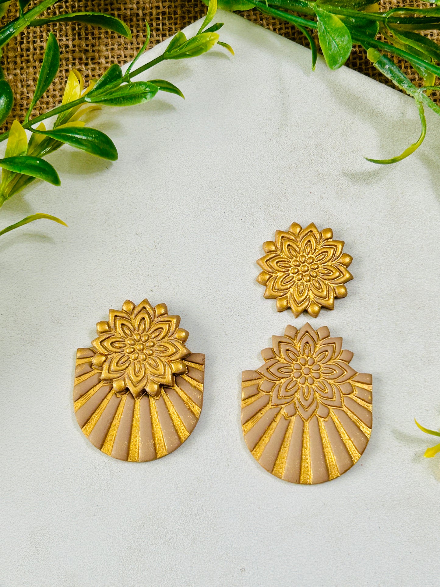2pc Geometric Boho Floral Stack Style Set 5 Imprint Polymer Clay Cutter Set 5 Sizes YOU CHOOSE