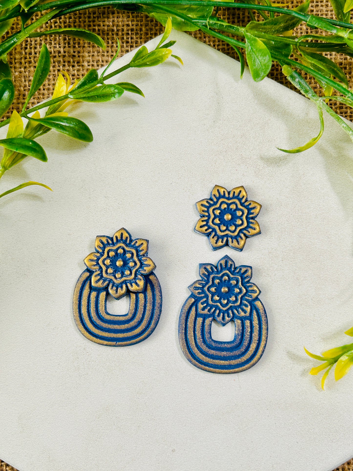 2pc Geometric Boho Floral Stack Style Set 3 Imprint Polymer Clay Cutter Set 5 Sizes YOU CHOOSE