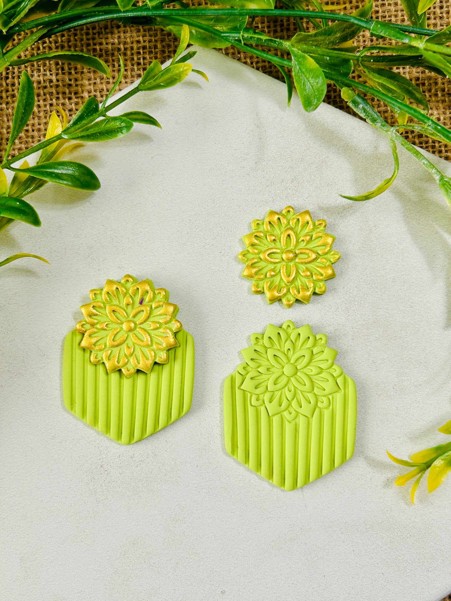 2pc Geometric Boho Floral Stack Style Set 2 Imprint Polymer Clay Cutter Set 5 Sizes YOU CHOOSE