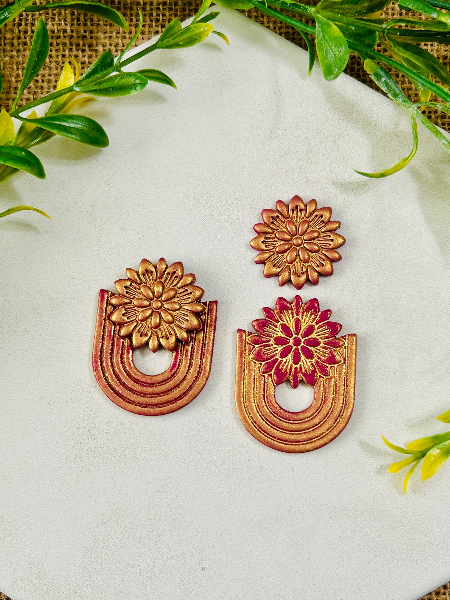 2pc Geometric Boho Floral Stack Style Set 8 Imprint Polymer Clay Cutter Set 5 Sizes YOU CHOOSE