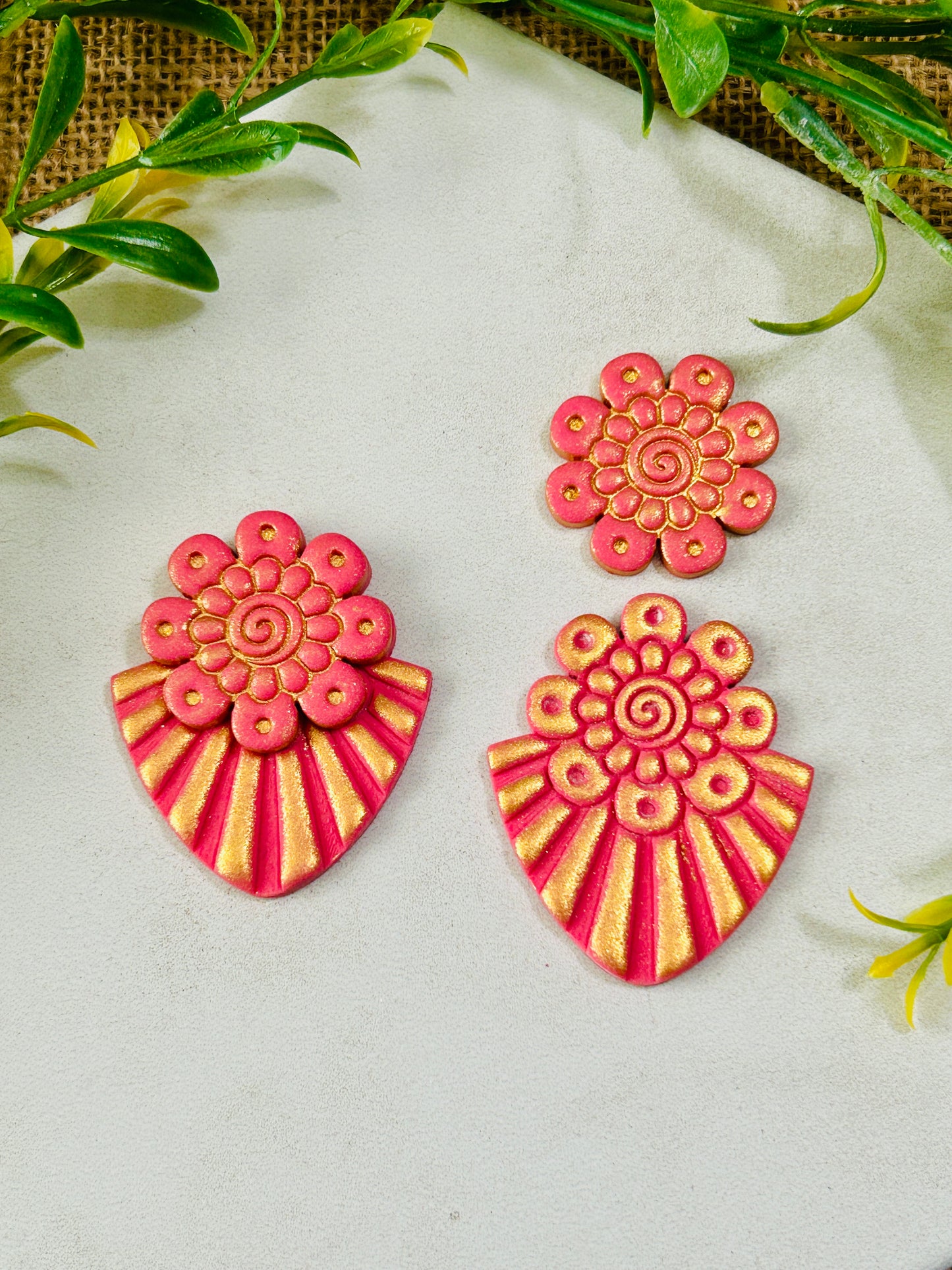 2pc Geometric Boho Floral Stack Style Set 7 Imprint Polymer Clay Cutter Set 5 Sizes YOU CHOOSE