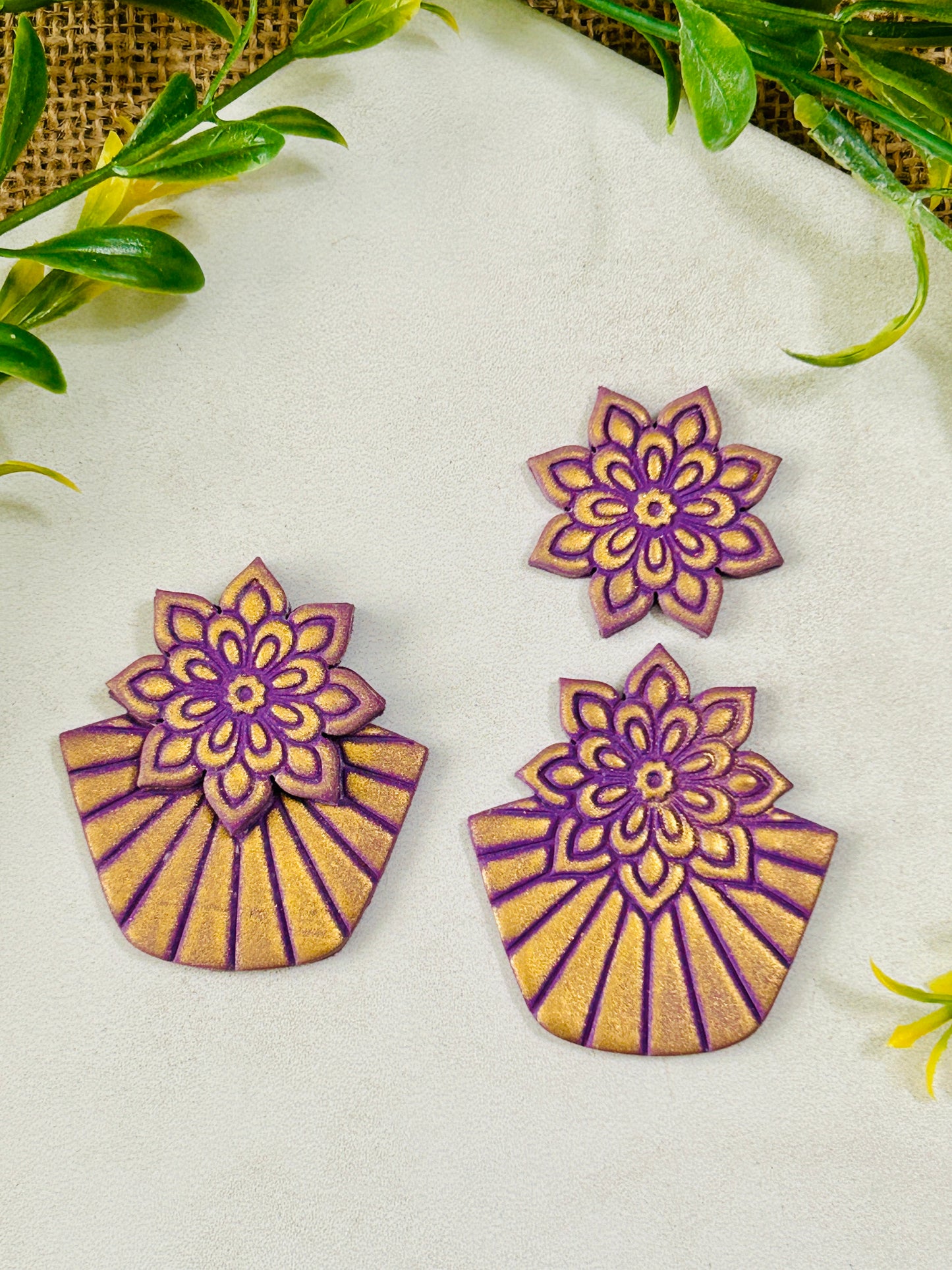 2pc Geometric Boho Floral Stack Style Set 9 Imprint Polymer Clay Cutter Set 5 Sizes YOU CHOOSE