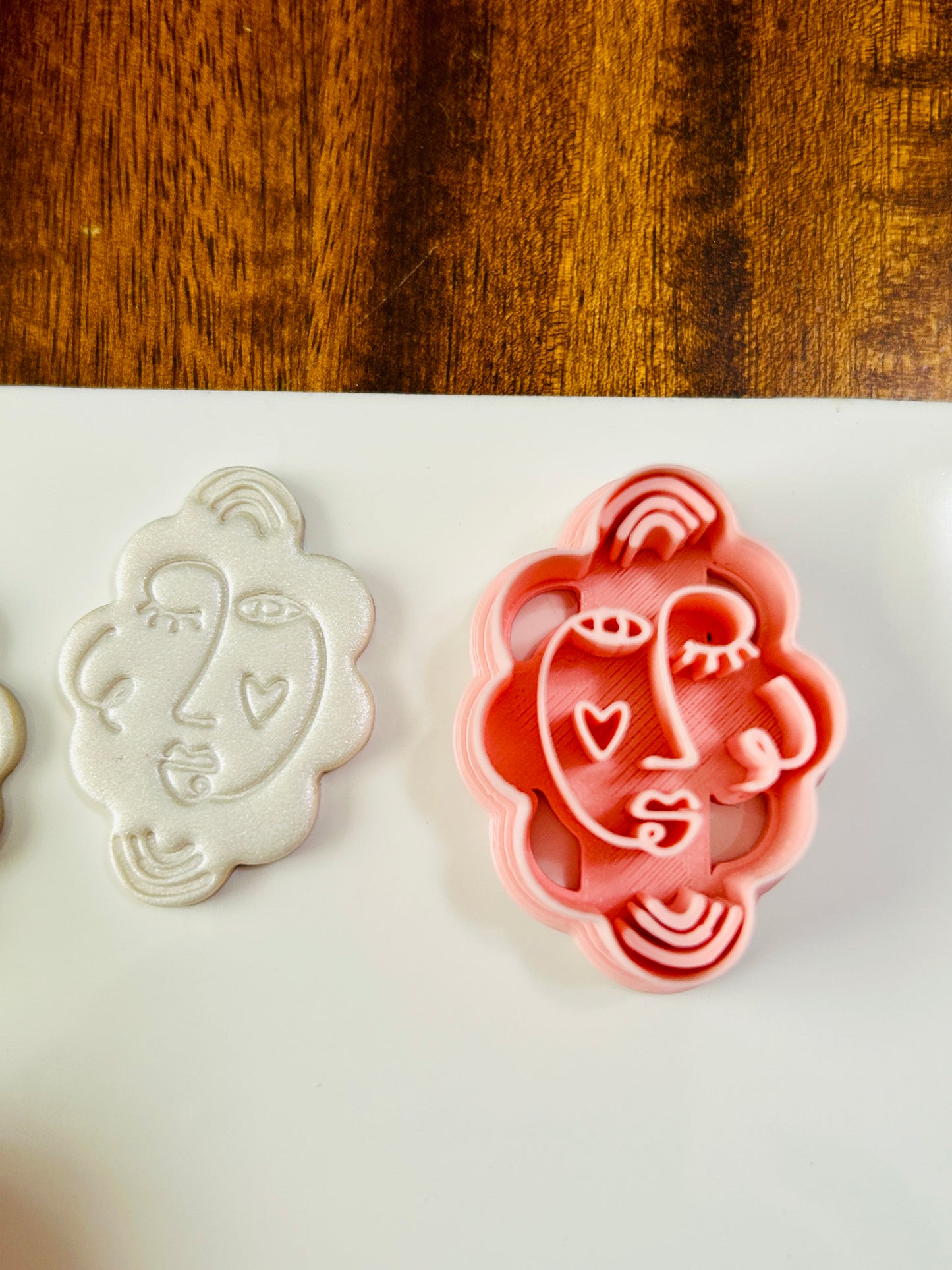 2pc Abstract Artsy Ladies Face Style 3 Imprint Polymer Clay Cutter 6 Sizes YOU CHOOSE