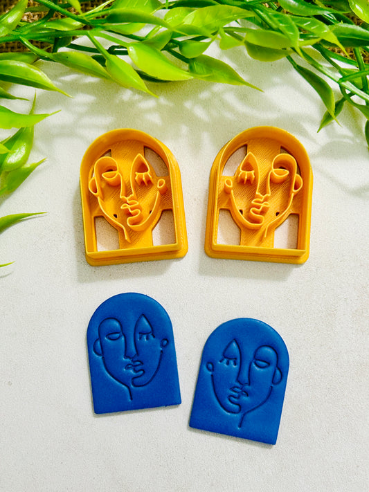 2pc Abstract Artsy Ladies Arch Face Imprint Polymer Clay Cutter 6 Sizes YOU CHOOSE
