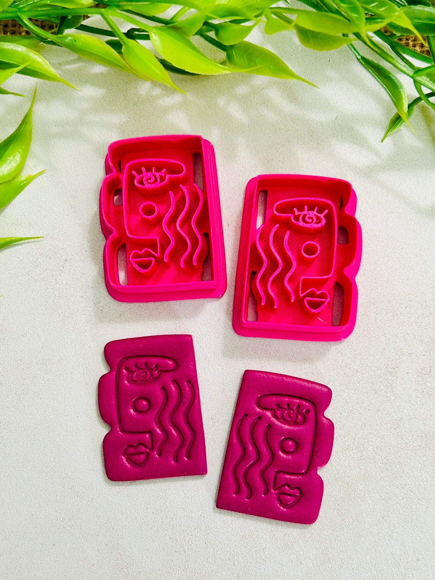 2pc Abstract Artsy Ladies Face Style 5 Imprint Polymer Clay Cutter 6 Sizes YOU CHOOSE
