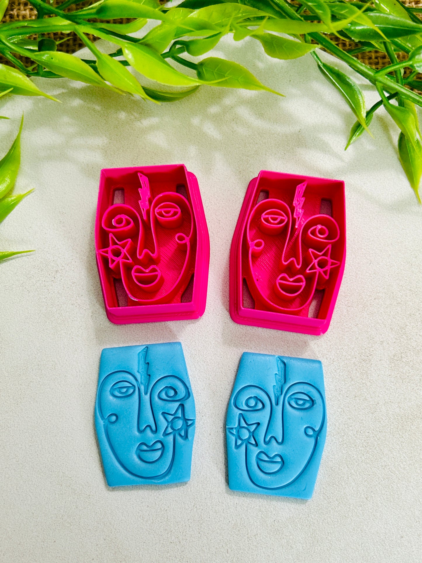 2pc Abstract Artsy Ladies Face Style 7 Imprint Polymer Clay Cutter 6 Sizes YOU CHOOSE