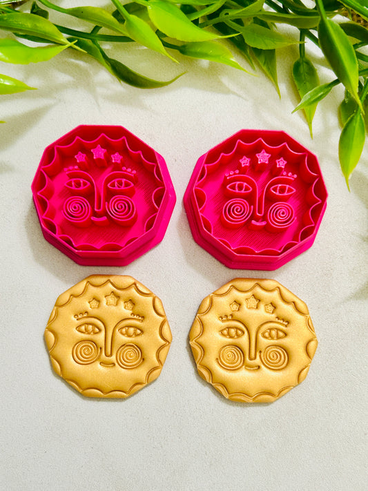 2pc Abstract Artsy Ladies Sun Face Imprint Polymer Clay Cutter 6 Sizes YOU CHOOSE
