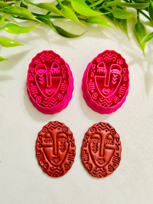 2pc Abstract Artsy Ladies Face Style 6 Imprint Polymer Clay Cutter 6 Sizes YOU CHOOSE