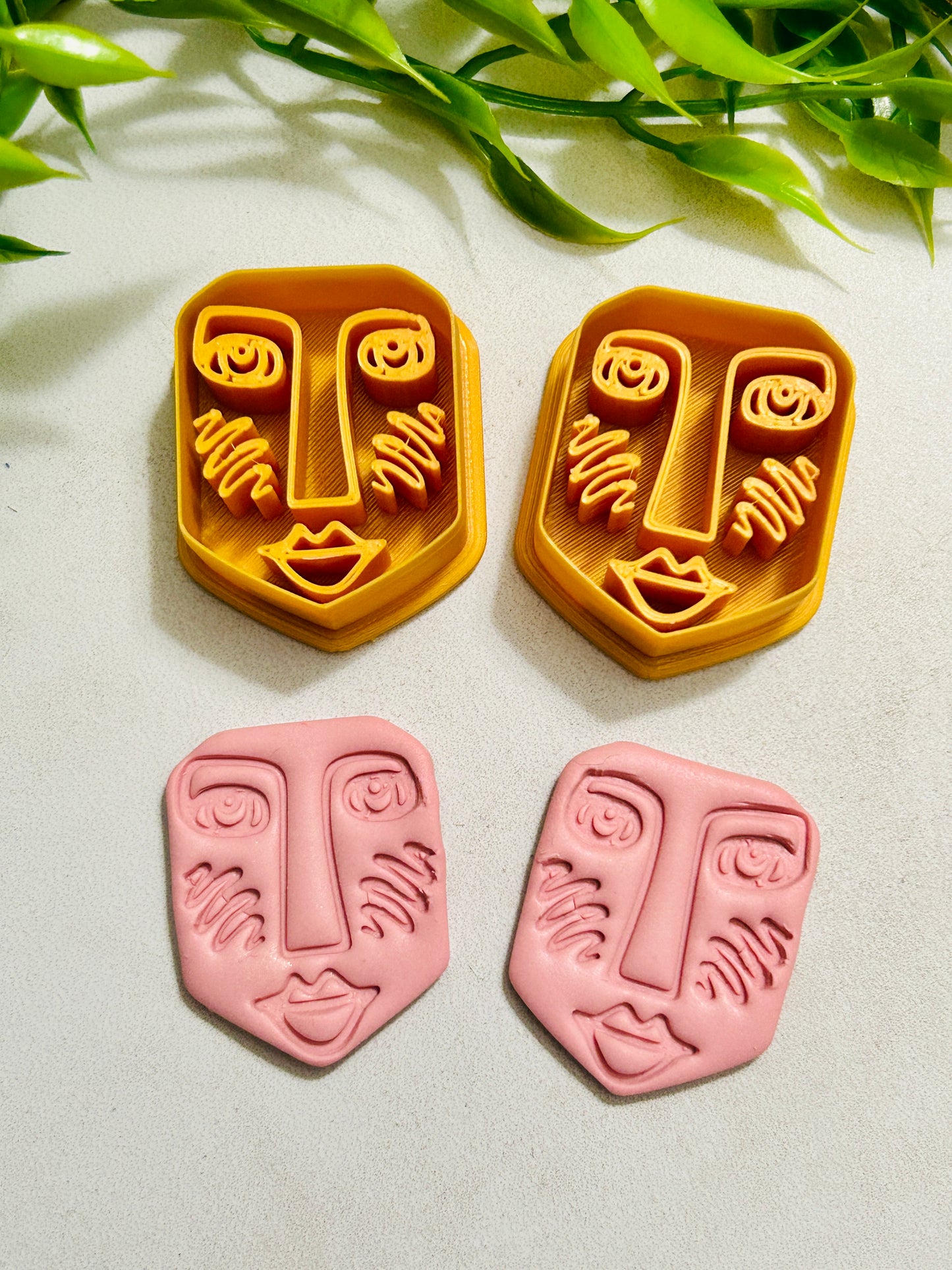 2pc Abstract Artsy Ladies Face Style 9 Imprint Polymer Clay Cutter 6 Sizes YOU CHOOSE