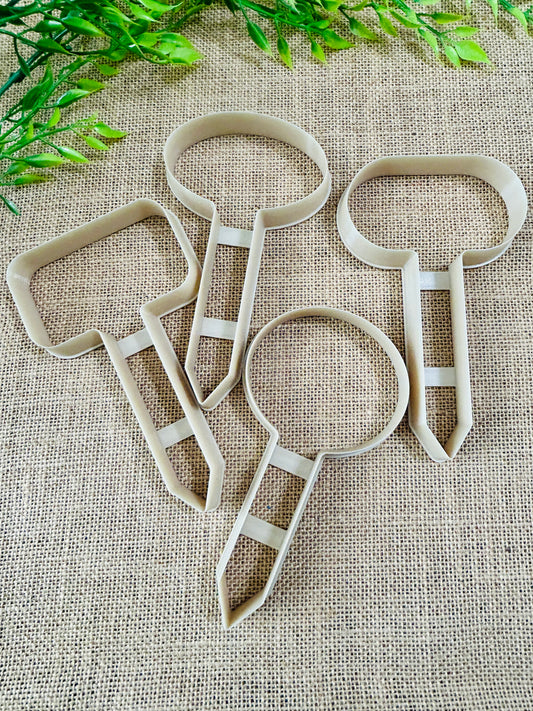 Plaque Style Garden Plant Marker Stake Polymer Clay Cutter 9 Sizes YOU CHOOSE