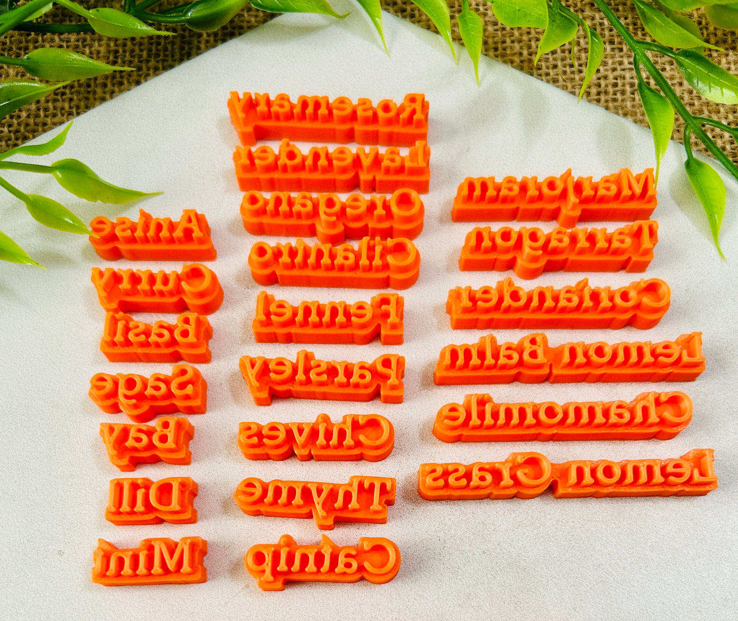 Herb Vegetable or Fruit Garden Plant Word Stamp Sets For Polymer Clay 3 Sets YOU CHOOSE