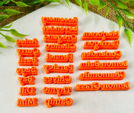 Herb Vegetable or Fruit Garden Plant Word Stamp Sets For Polymer Clay 3 Sets YOU CHOOSE