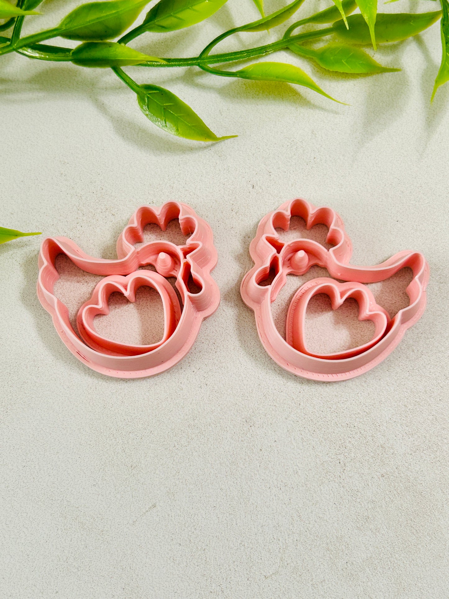 4pc Whimsical Chick Chicken or Rooster Imprint Polymer Clay Cutter Set 8 Sizes You Choose