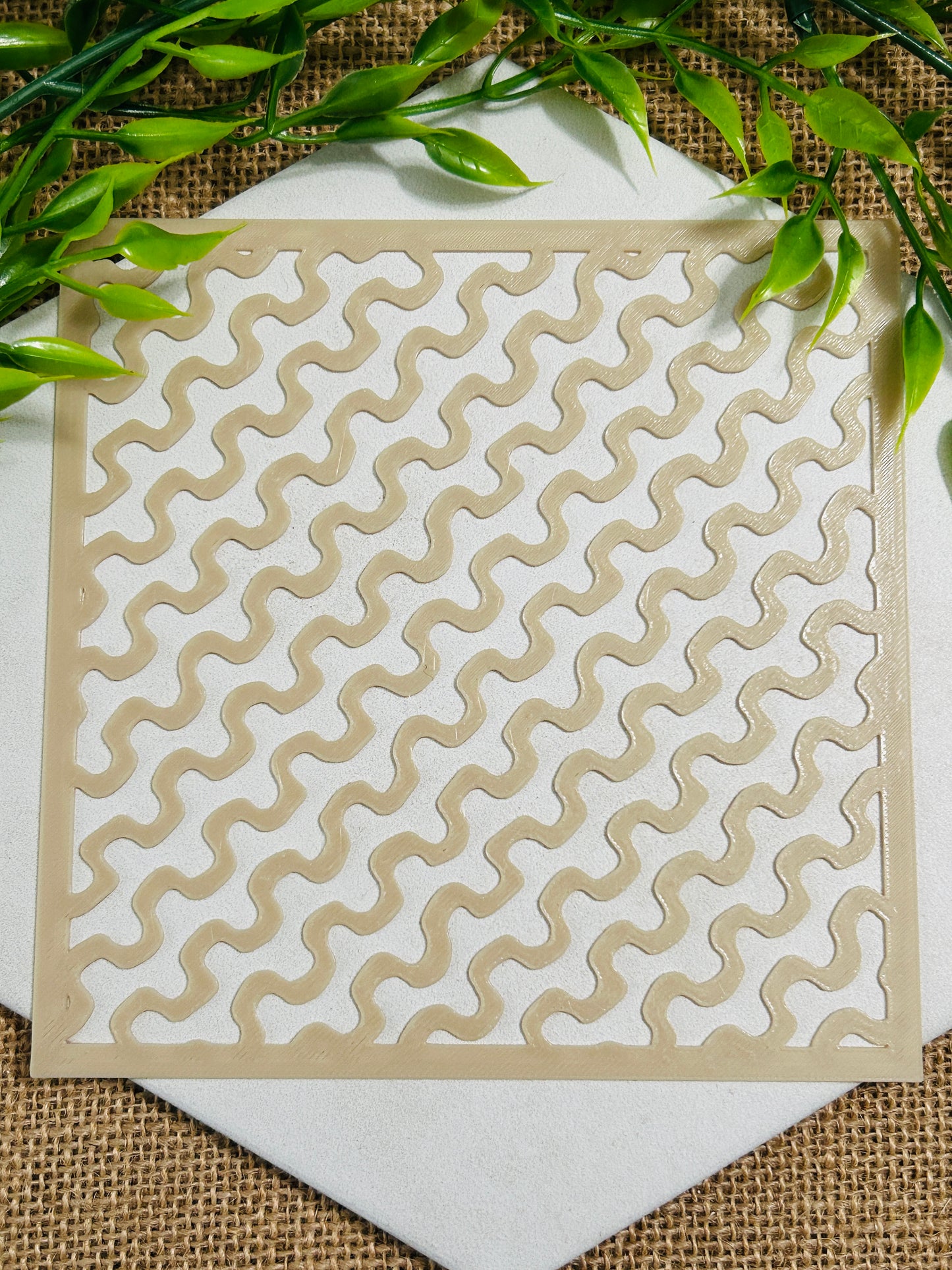 Squiggle Lines Stencil For Polymer Clay