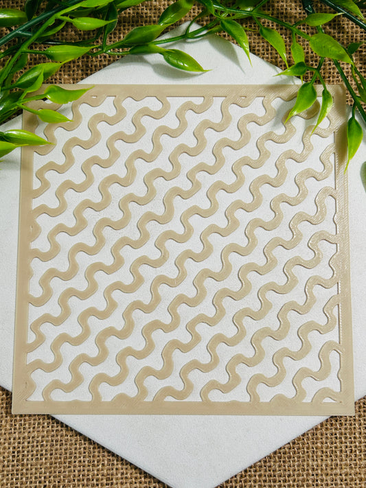 Squiggle Lines Stencil For Polymer Clay