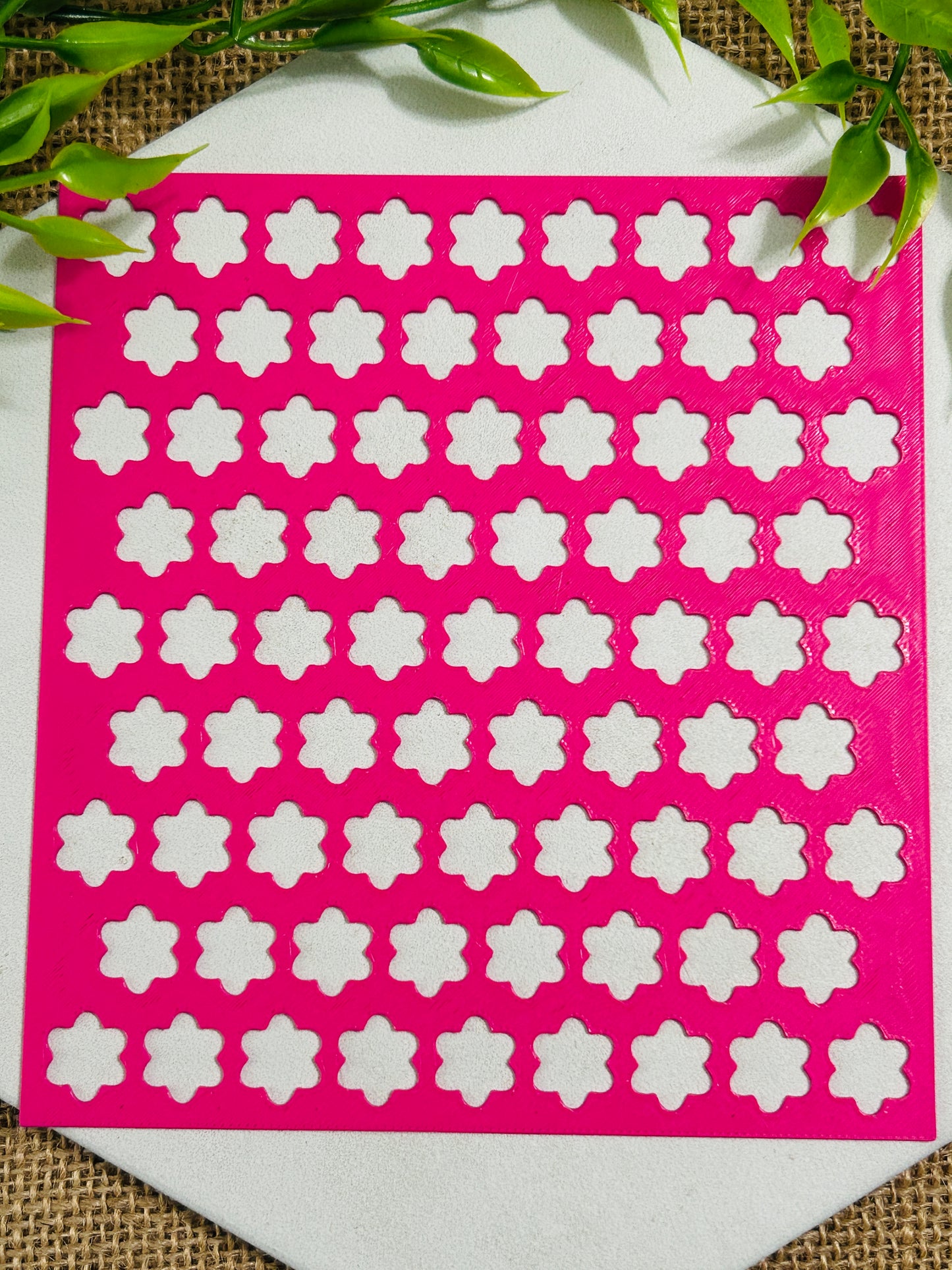 6 Petal Round Flower Stencil For Polymer Clay