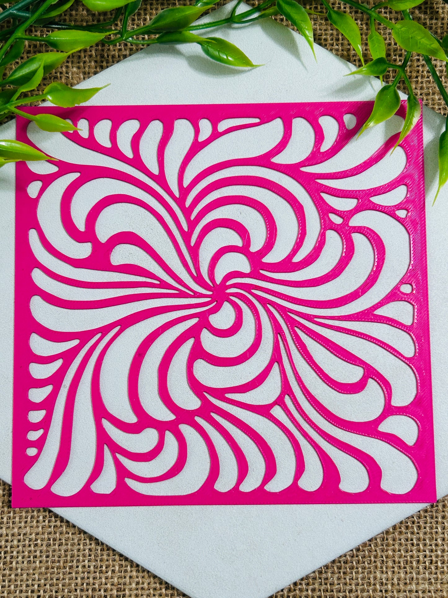 Swirling Flower Stencil For Polymer Clay