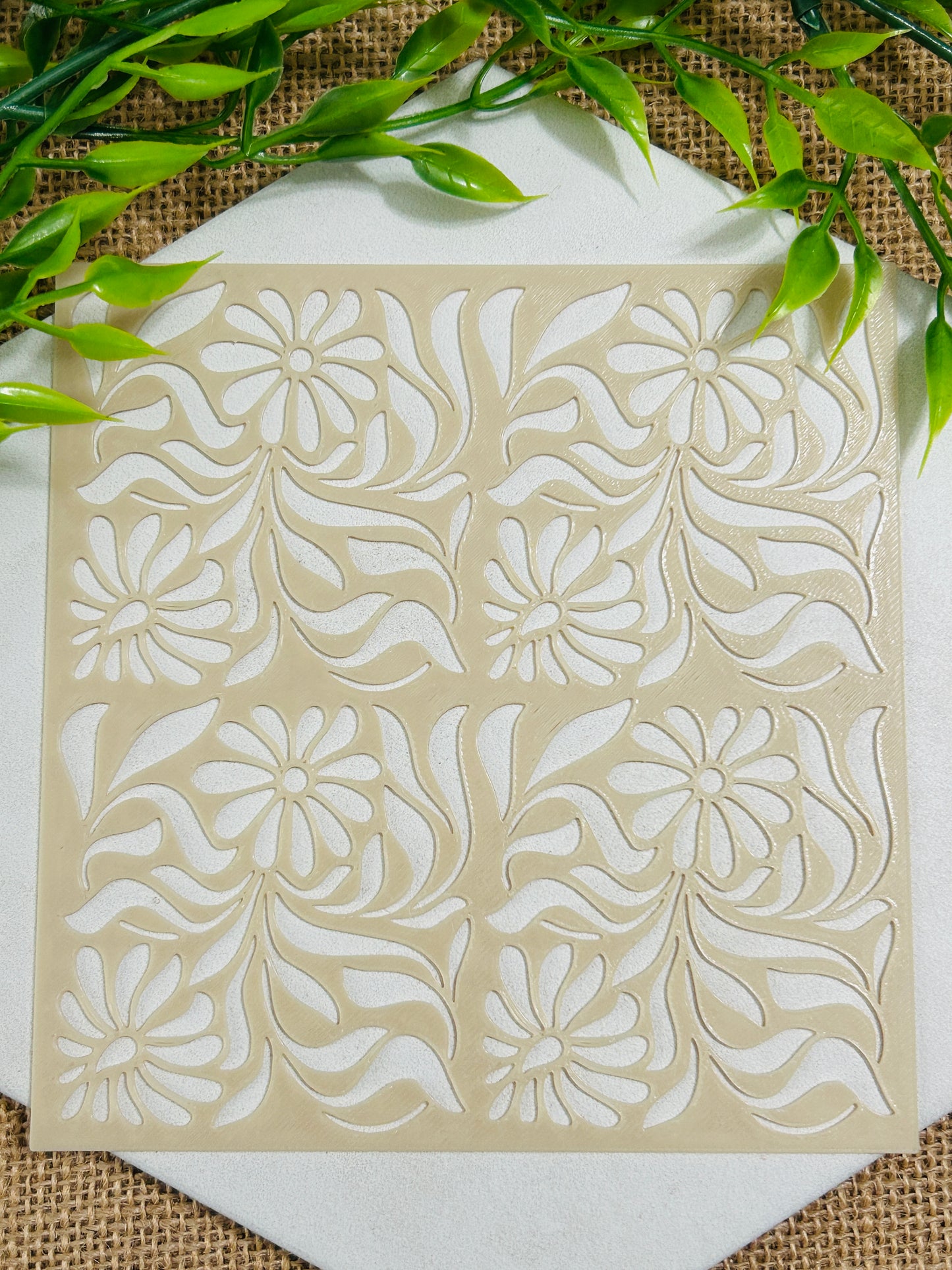 Boho Flower Quad Stencil For Polymer Clay