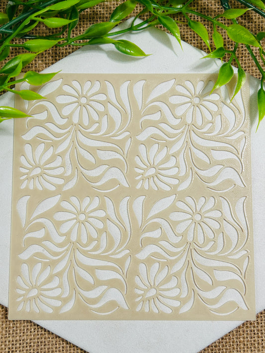 Boho Flower Quad Stencil For Polymer Clay