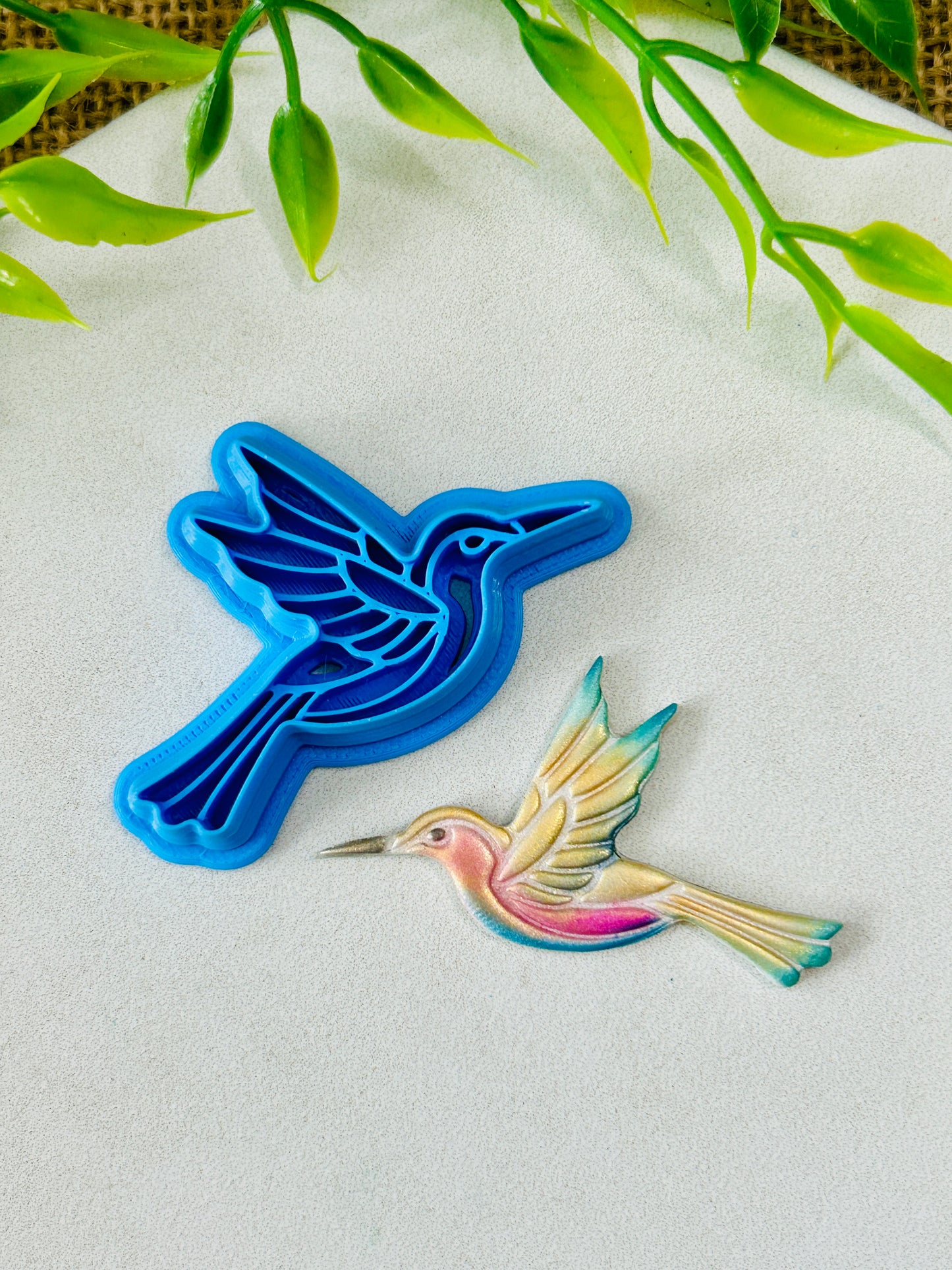 Hummingbird and Wildflowers Imprint Polymer Clay Cutter Set