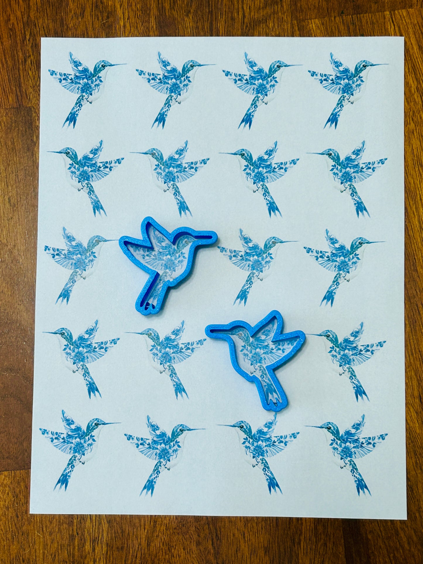 Chinoserie Hummingbird Transfer Paper and Matching Cutter Set For Polymer Clay