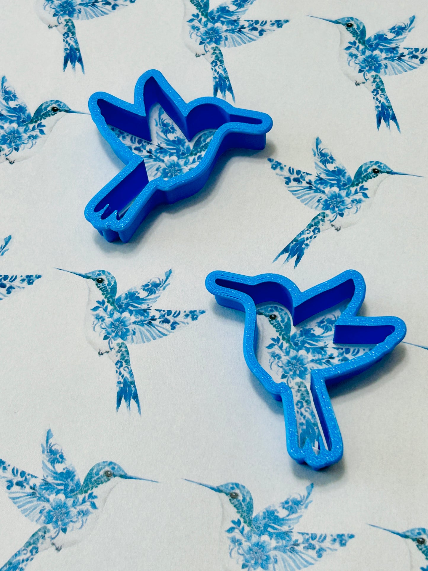 Chinoserie Hummingbird Transfer Paper and Matching Cutter Set For Polymer Clay