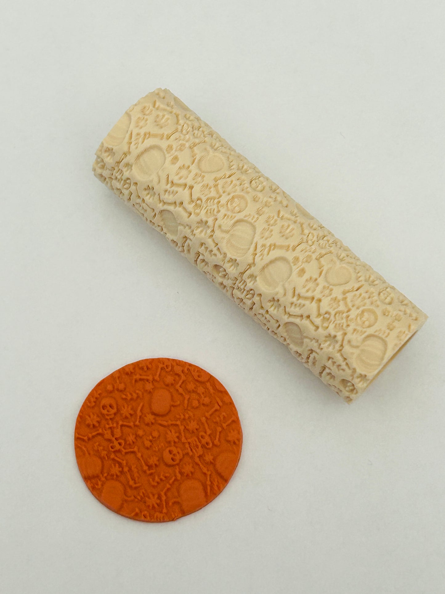 Floral Skeleton Halloween Pumpkin Patch Pattern Texture Roller For Polymer Clay