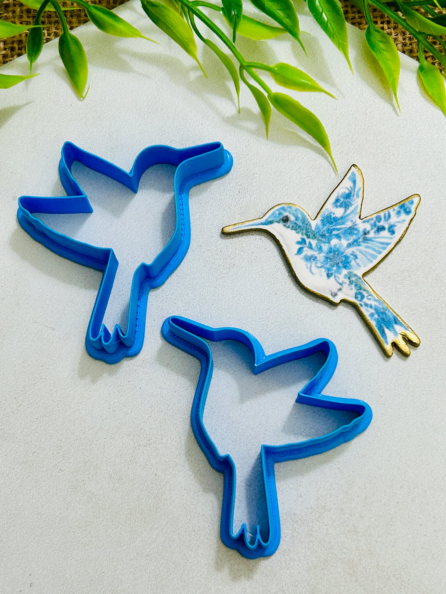 Chinoserie Hummingbird Transfer Paper and Matching Cutter Set For Polymer Clay