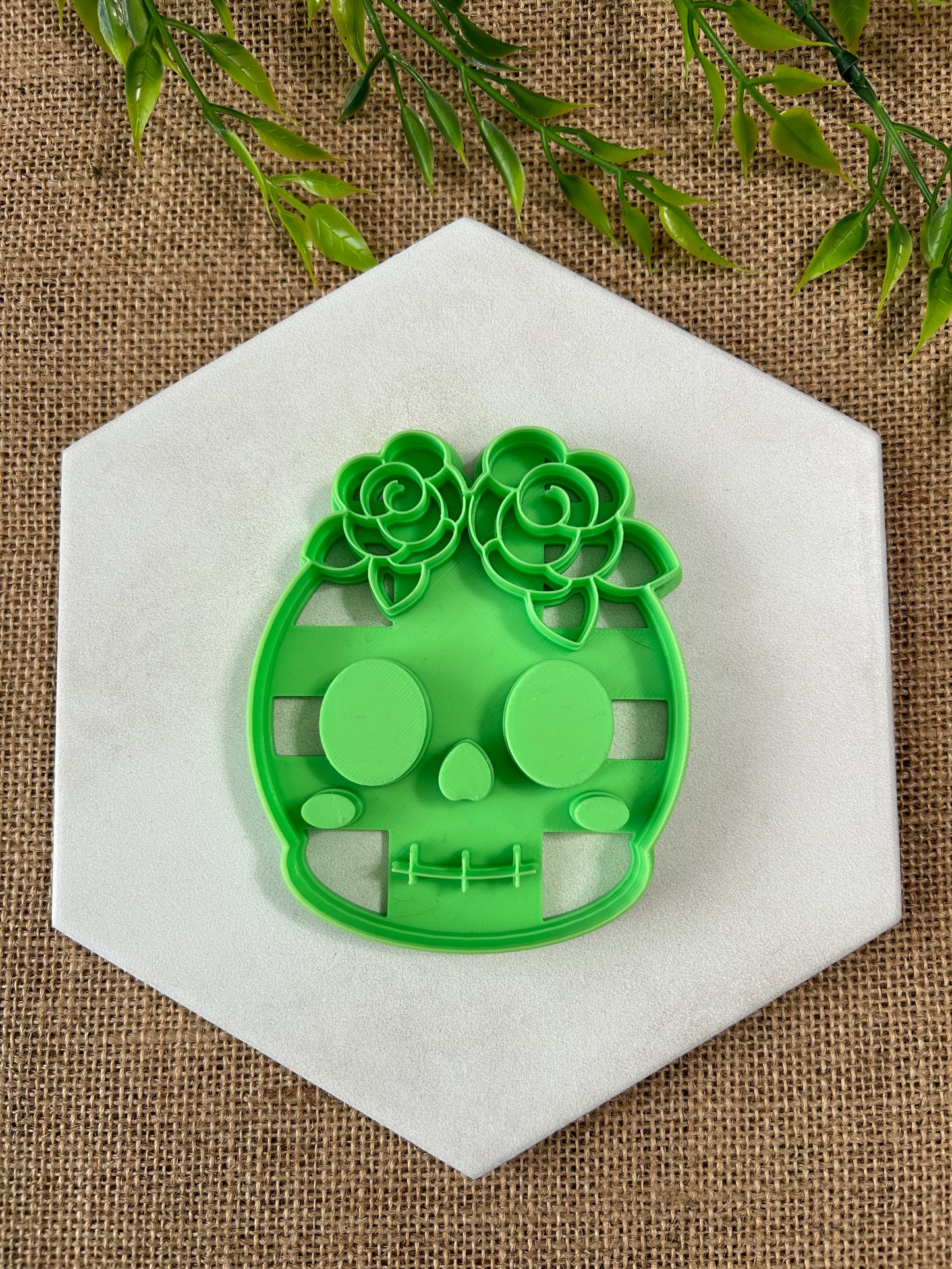 Floral Skull Trinket Dish Imprinted Polymer Clay Cutter