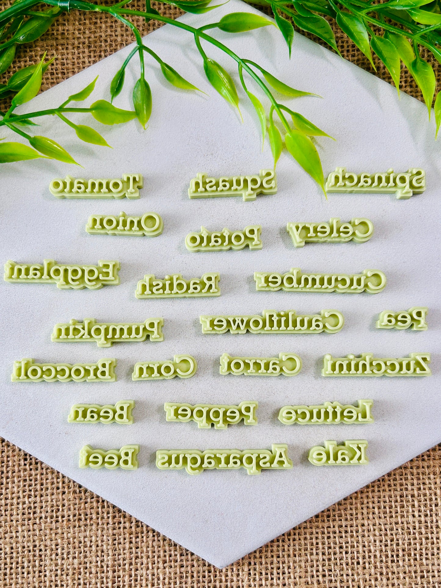 Herb Vegetable or Fruit Garden Plant Word Stamp Sets For Polymer Clay 3 Sets YOU CHOOSE