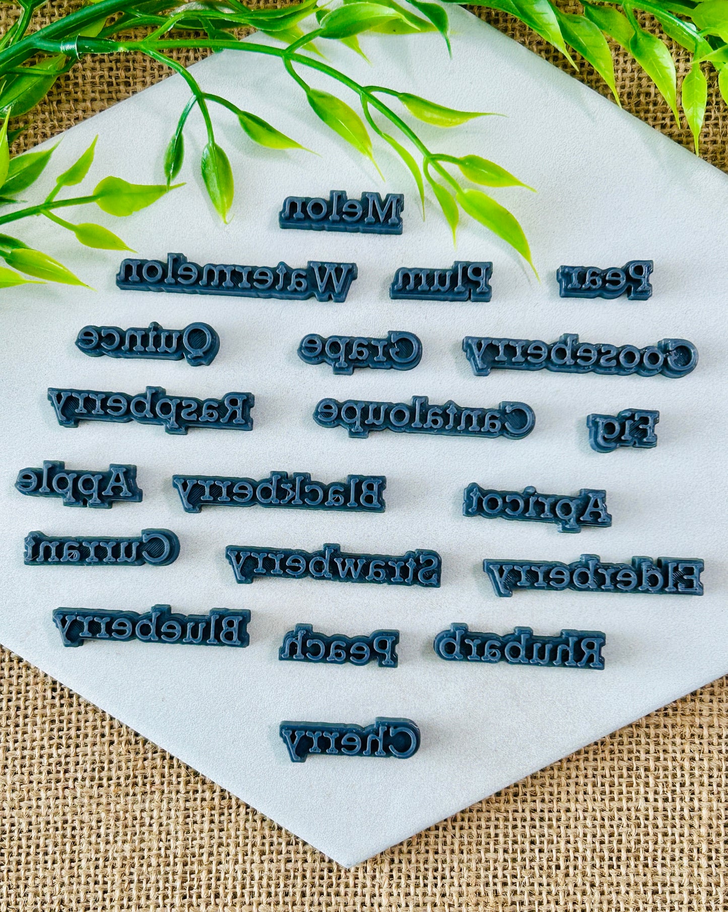Herb Vegetable or Fruit Garden Plant Word Stamp Sets For Polymer Clay 3 Sets YOU CHOOSE