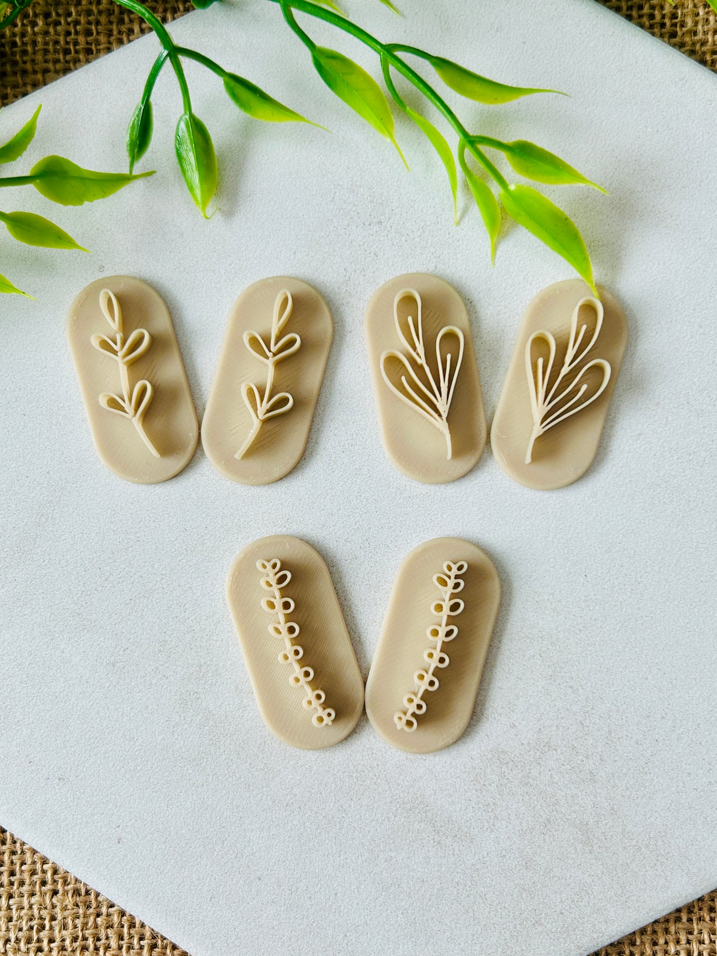 Whimsical Flower and Leaf Stamp Sets For Polymer Clay 2 Sets YOU CHOOSE