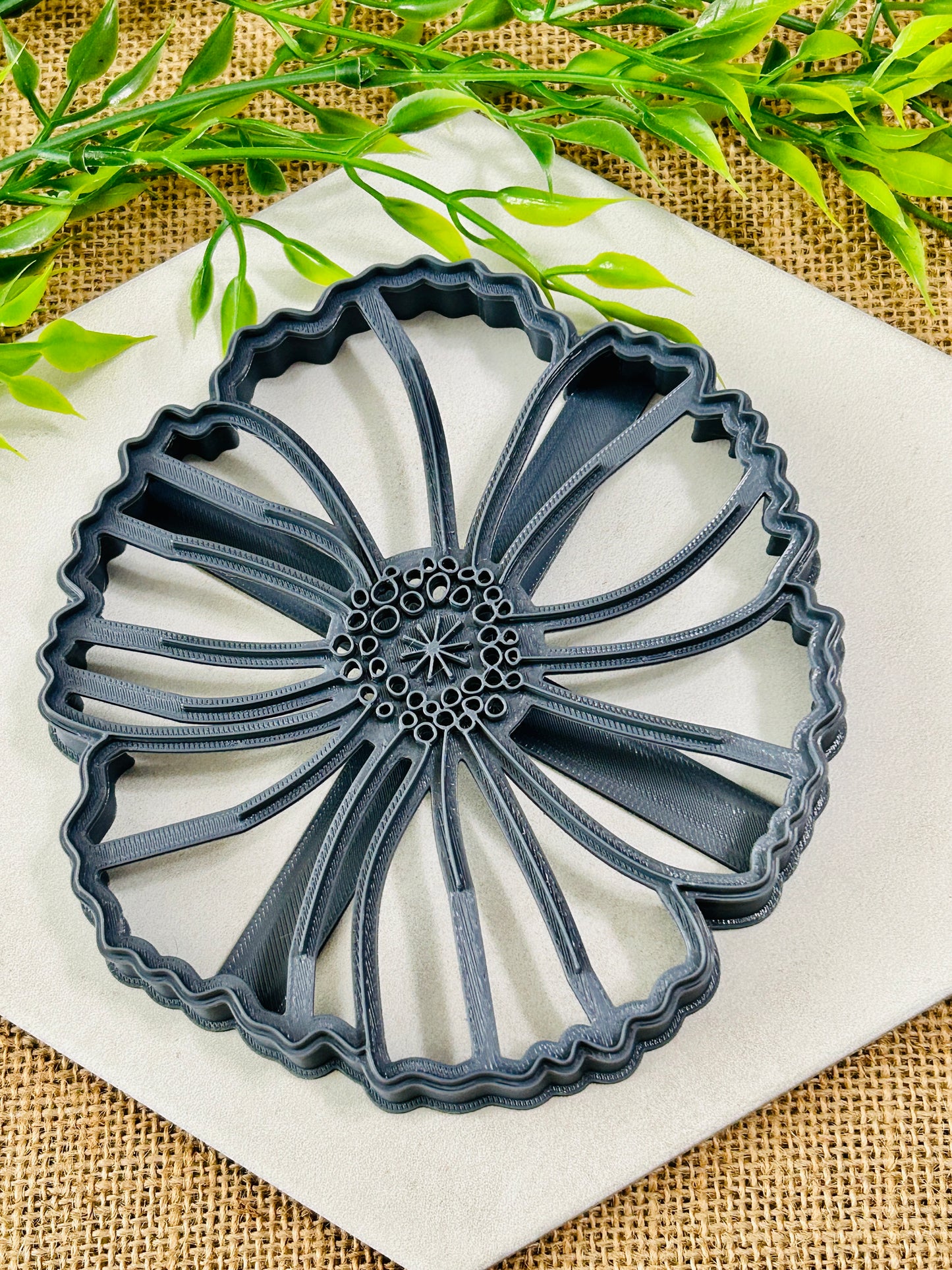 2pc Poppy Flower Imprint Trinket Dish Coaster Or Wall Hanging Imprinted Polymer Clay Cutter 5 Sizes YOU CHOOSE
