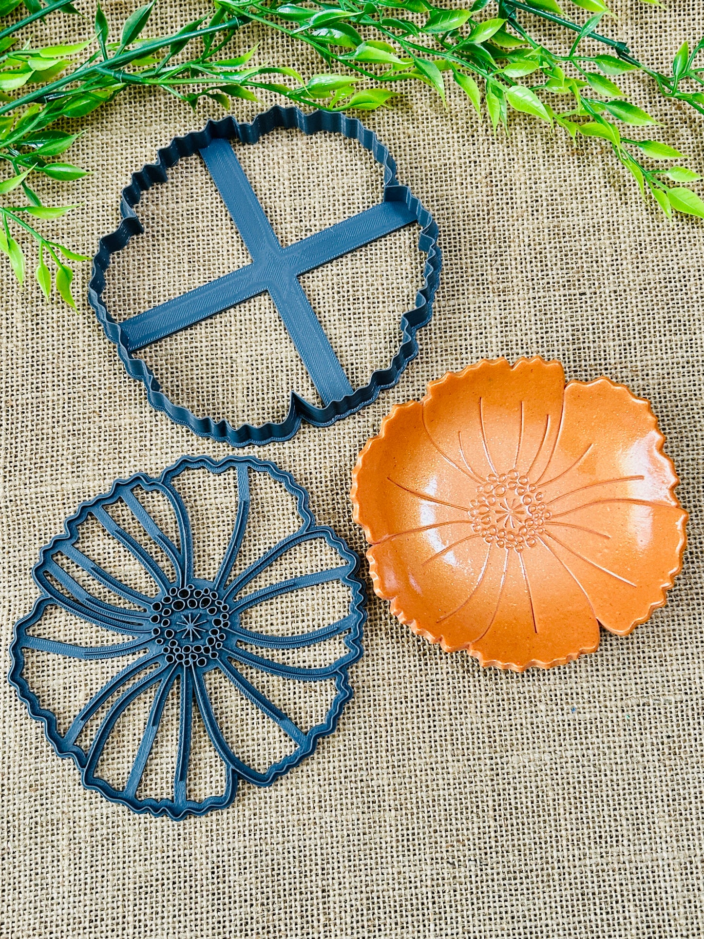 2pc Poppy Flower Imprint Trinket Dish Coaster Or Wall Hanging Imprinted Polymer Clay Cutter 5 Sizes YOU CHOOSE