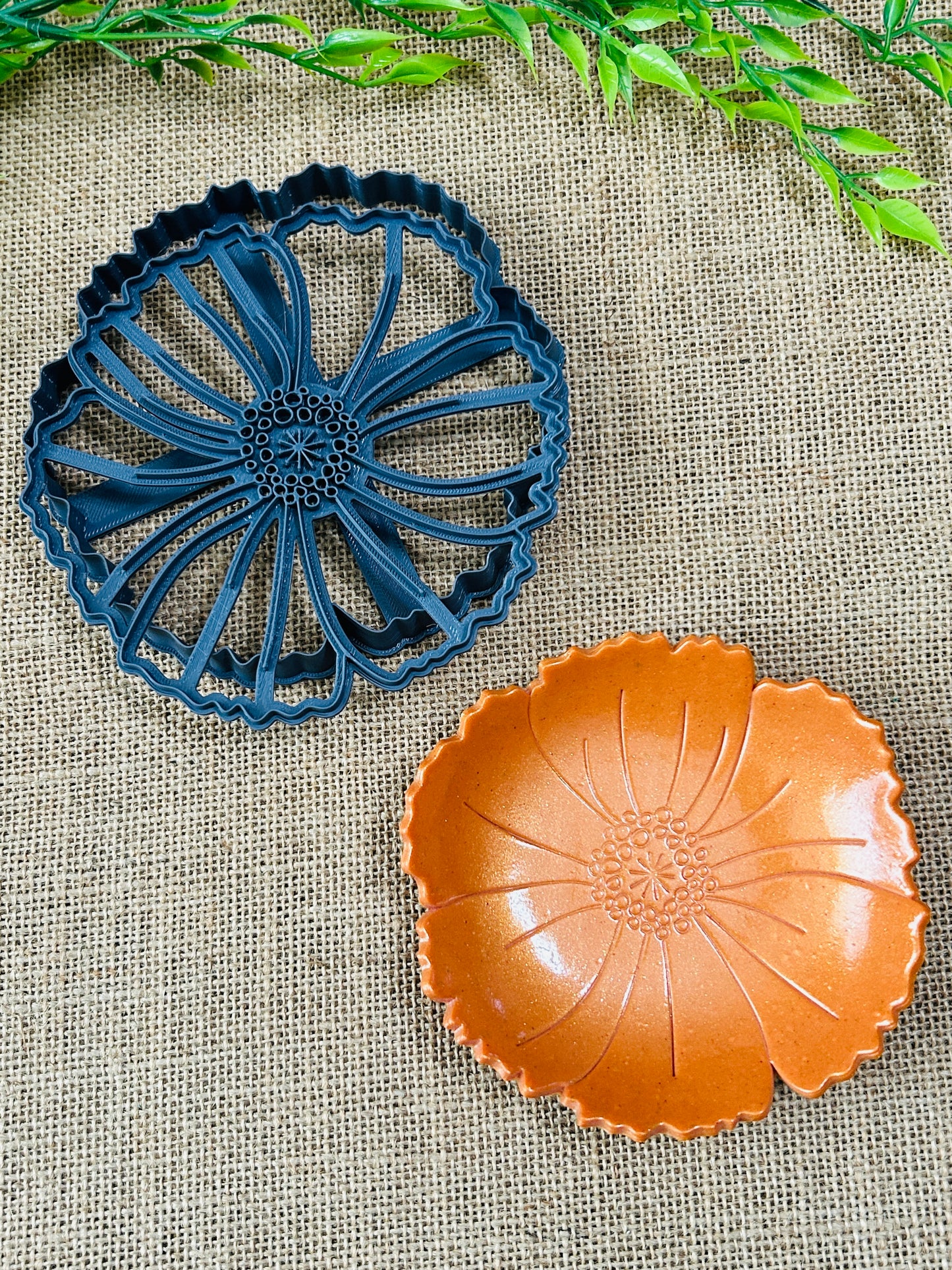 2pc Poppy Flower Imprint Trinket Dish Coaster Or Wall Hanging Imprinted Polymer Clay Cutter 5 Sizes YOU CHOOSE
