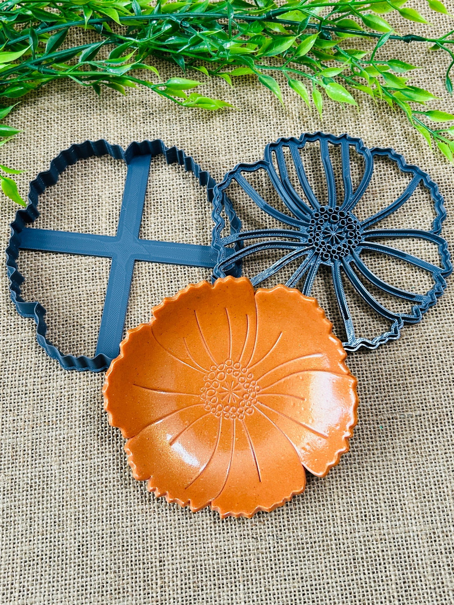 2pc Poppy Flower Imprint Trinket Dish Coaster Or Wall Hanging Imprinted Polymer Clay Cutter 5 Sizes YOU CHOOSE