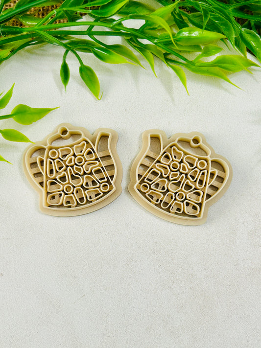 2pc Matisse Daisy Teapot Imprint Polymer Clay Cutter Set 5 Sizes YOU CHOOSE