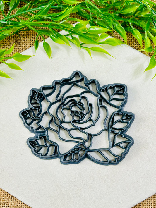 Leafy Rose Imprint Trinket Dish Or Wall Hanging Imprinted Polymer Clay Cutter 3 Sizes YOU CHOOSE