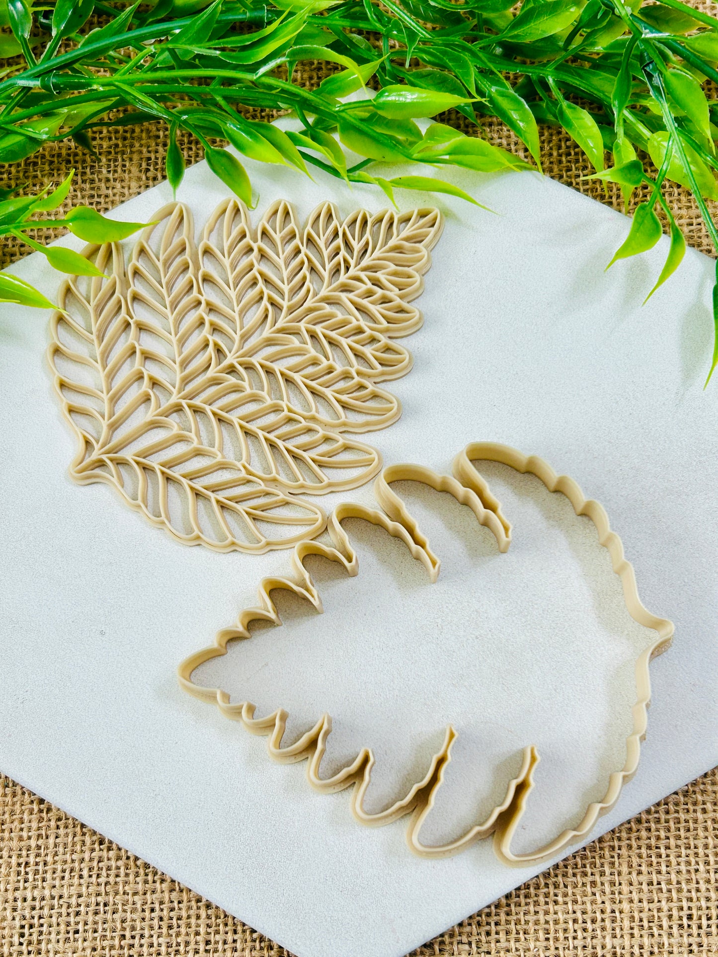 2pc Fern Leaf Imprint Trinket Dish Coaster Or Wall Hanging Imprinted Polymer Clay Cutter 5 Sizes YOU CHOOSE