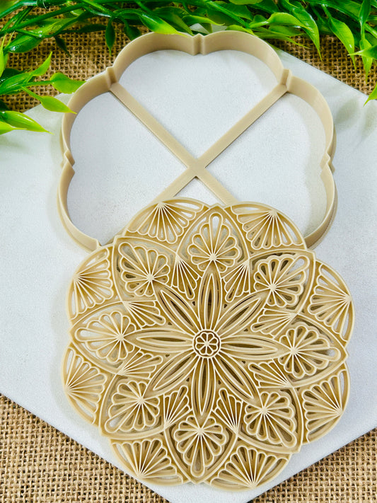 2pc Scallop Floral Mandala Imprint Trinket Dish Coaster Or Wall Hanging Imprinted Polymer Clay Cutter 3 Sizes YOU CHOOSE