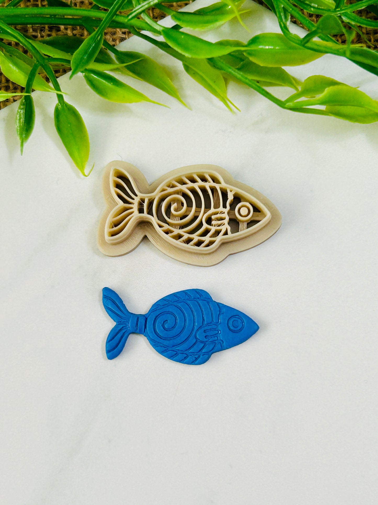 2pc Whimsical Fish Imprint Polymer Clay Cutter Set 5 Styles and Sizes YOU CHOOSE